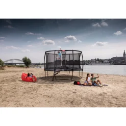 Berg Trampolin|Trampolin Champion inkl. Sicherheitsnetz Deluxe AirFlow Pro grau
