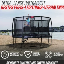 Berg Trampolin|Trampolin Champion inkl. Sicherheitsnetz Deluxe AirFlow Pro grau