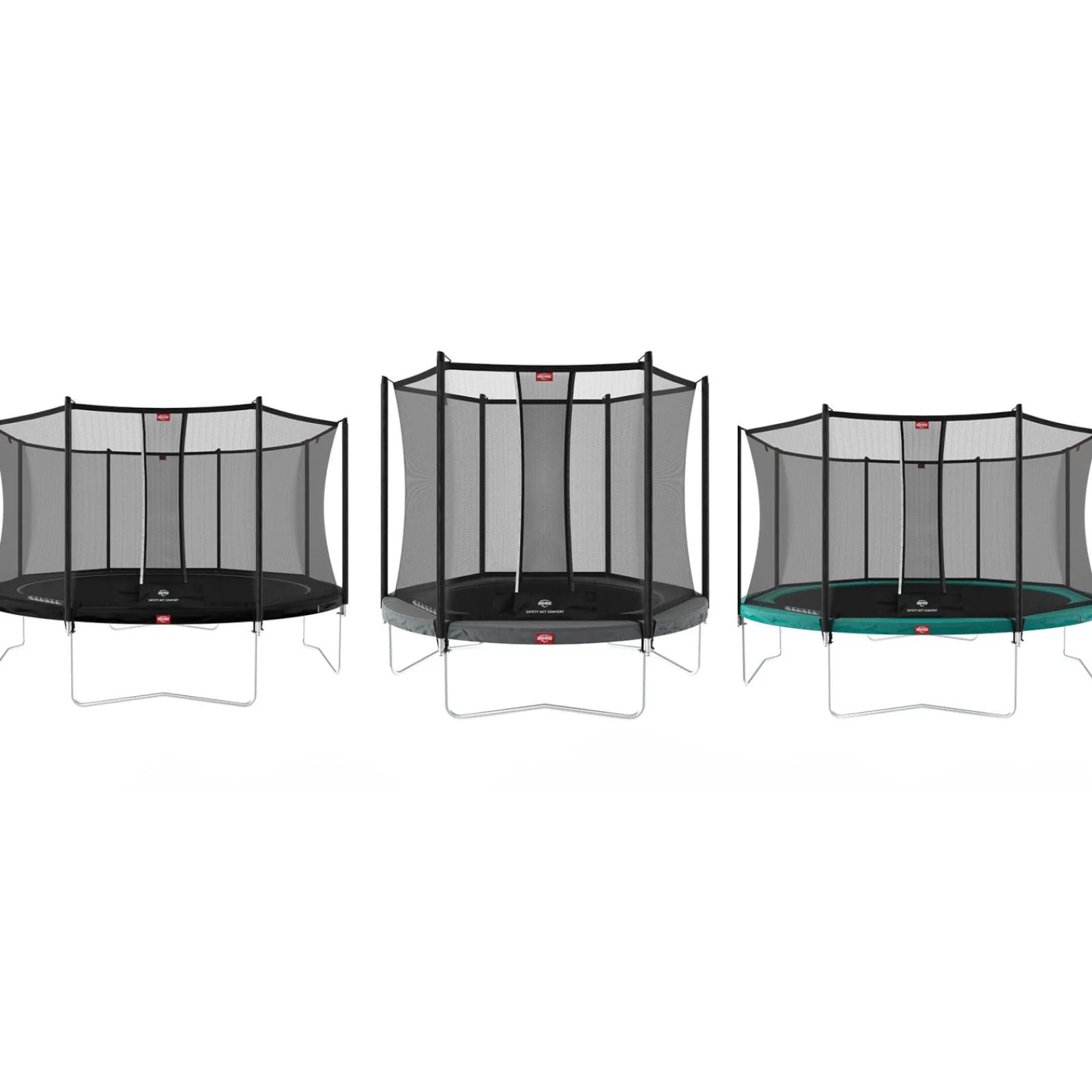 Berg Trampolin|Trampolin Favorit inkl. Sicherheitsnetz Comfort grau