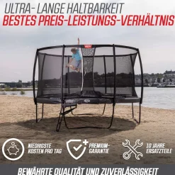 Berg Trampolin|Trampolin Grand Champion inkl. Sicherheitsnetz Deluxe AirFlow Pro grau