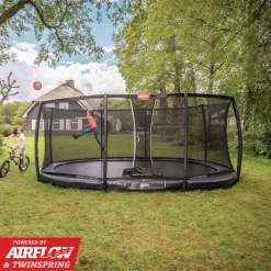 Berg Trampolin|Trampolin Grand Champion InGround inkl. Sicherheitsnetz grau