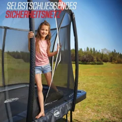 Berg Trampolin|Trampolin Grand Champion InGround inkl. Sicherheitsnetz grau