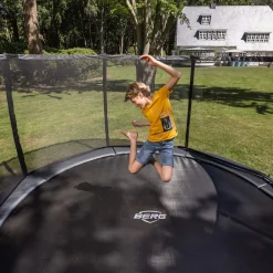 Berg Trampolin|Trampolin InGround Champion inkl. Sicherheitsnetz Deluxe AirFlow Pro grau