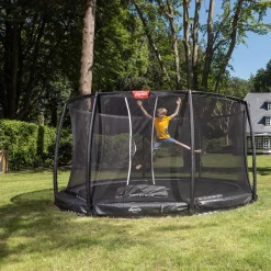 Berg Trampolin|Trampolin InGround Champion inkl. Sicherheitsnetz Deluxe AirFlow Pro grau