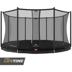 Berg Trampolin|Trampolin InGround Favorit inkl. Sicherheitsnetz Comfort grau