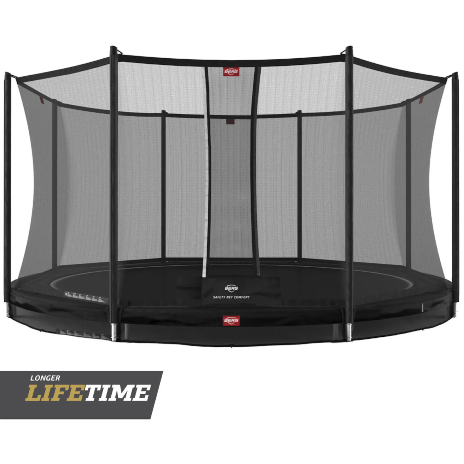 Berg Trampolin|Trampolin InGround Favorit inkl. Sicherheitsnetz Comfort grau