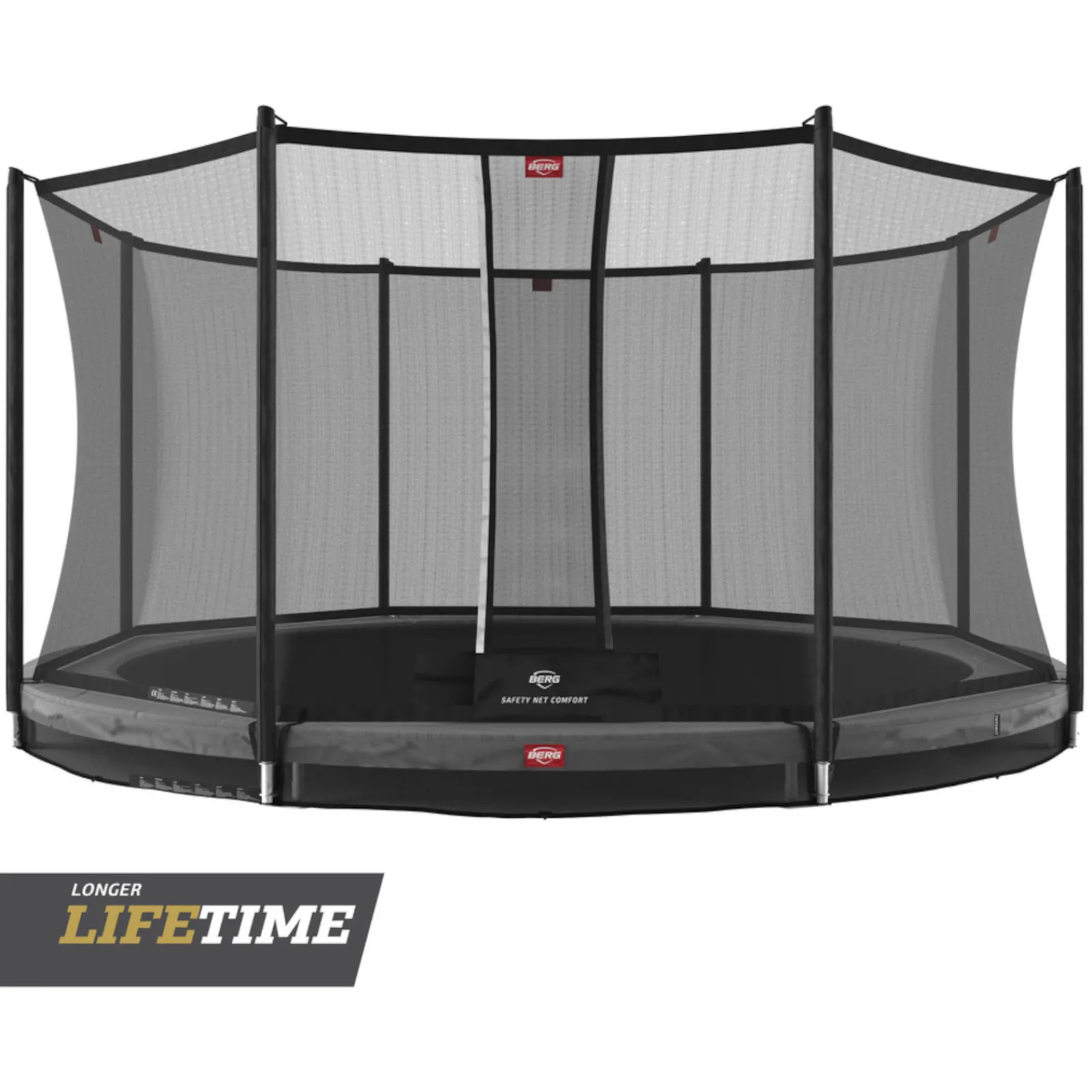Berg Trampolin|Trampolin InGround Favorit inkl. Sicherheitsnetz Comfort grau