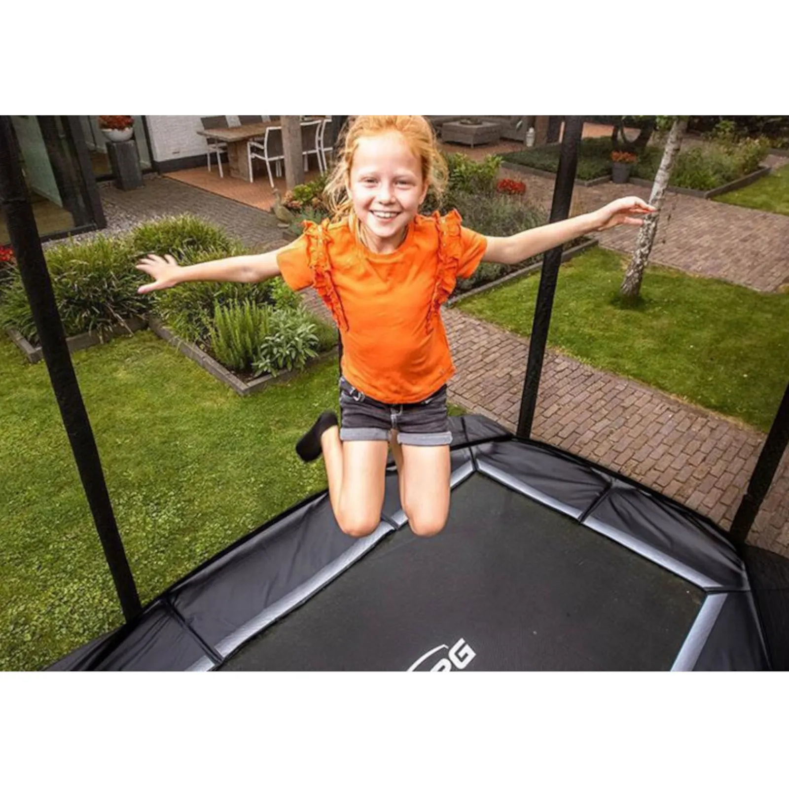Berg Trampolin|Trampolin Ultim Favorit InGround inkl. Sicherheitsnetz Comfort grau