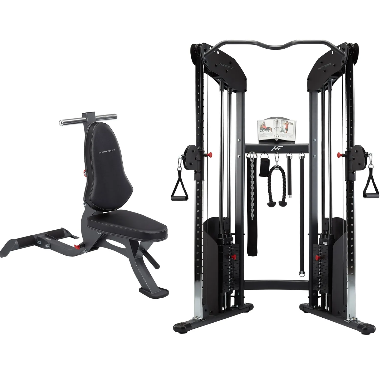 BodyCraft Kraftstation|Kabelzugstation|Kabelzugstation HFT inkl. Hantelbank F603
