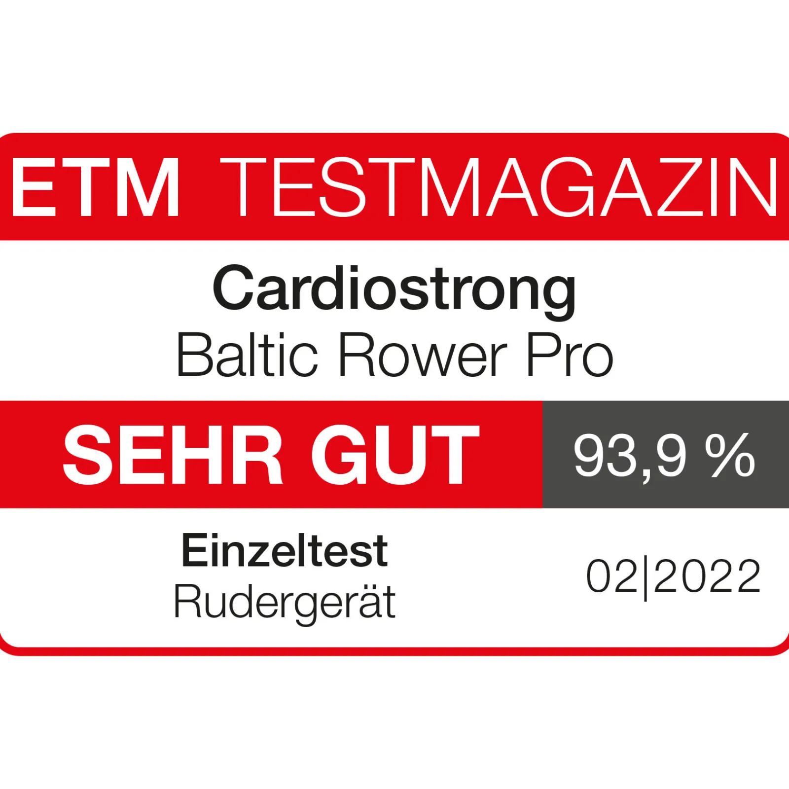 cardiostrong Rudergerät|Baltic Rower Pro Rudergerät blauer Tank, grauer Rahmen