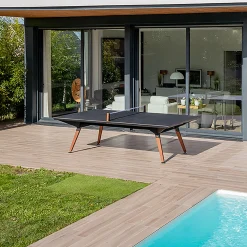 Cornilleau Outdoor-Tischtennisplatte|Outdoor Tischtennnisplatte Origin Dark Stone Oberfläche mit schwarzem Rahmen