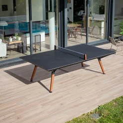 Cornilleau Outdoor-Tischtennisplatte|Outdoor Tischtennnisplatte Origin Dark Stone Oberfläche mit schwarzem Rahmen