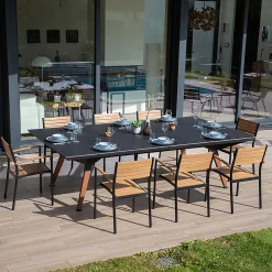 Cornilleau Outdoor-Tischtennisplatte|Outdoor Tischtennnisplatte Origin Dark Stone Oberfläche mit schwarzem Rahmen