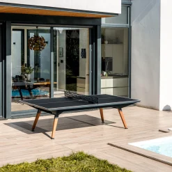 Cornilleau Outdoor-Tischtennisplatte|Outdoor Tischtennnisplatte Origin Dark Stone Oberfläche mit schwarzem Rahmen