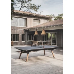 Cornilleau Outdoor-Tischtennisplatte|Outdoor Tischtennnisplatte Origin Dark Stone Oberfläche mit schwarzem Rahmen