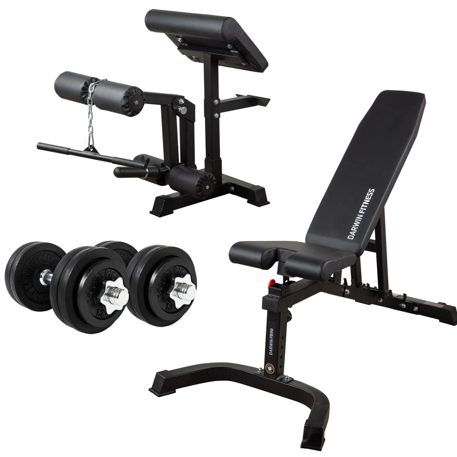 Darwin Fitness Hantelbank|Darwin Hantelbank FB90 und 2 Kurzhanteln 15 kg