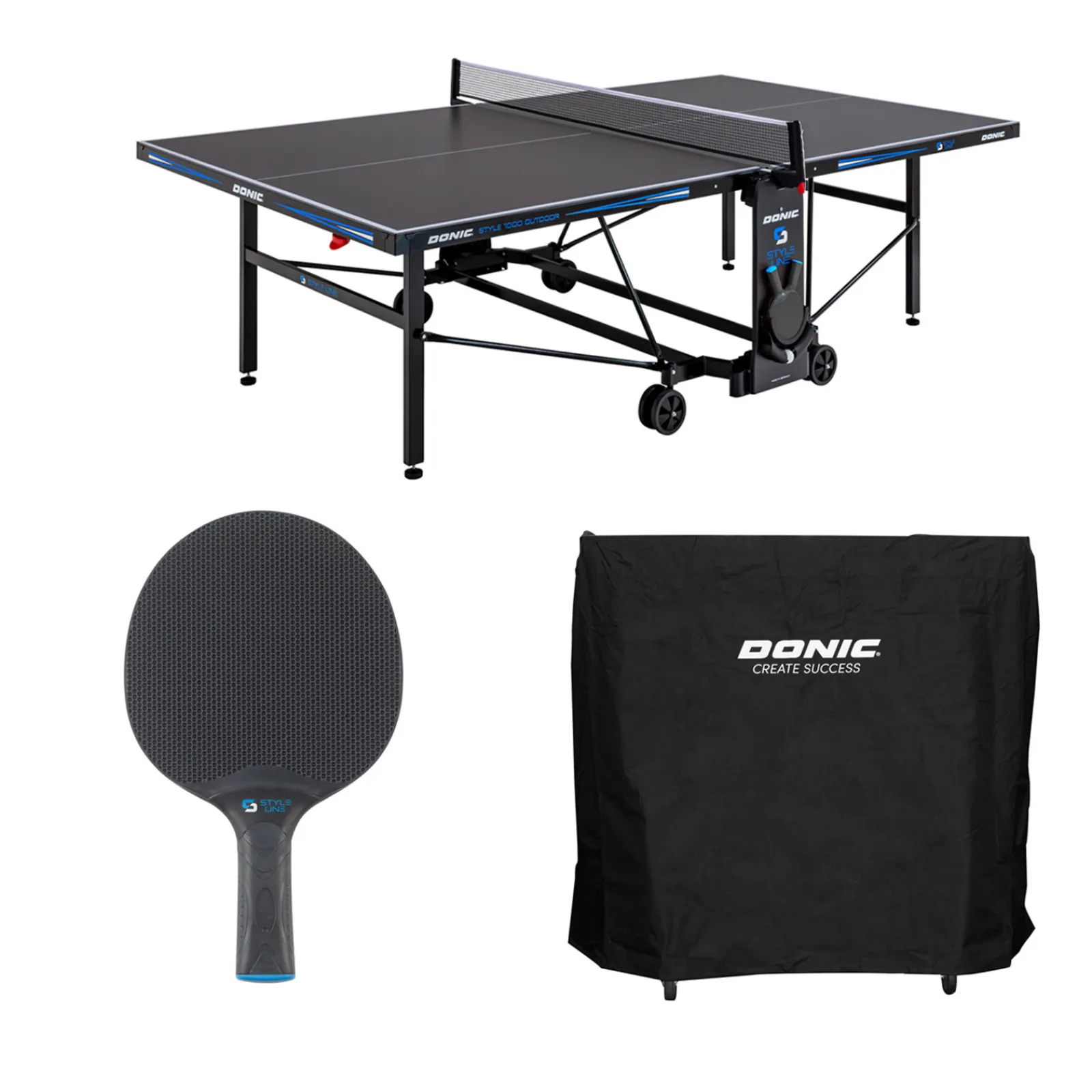Donic Outdoor-Tischtennisplatte|Outdoor Tischtennisplatte Style 1000 inkl. Zubehör