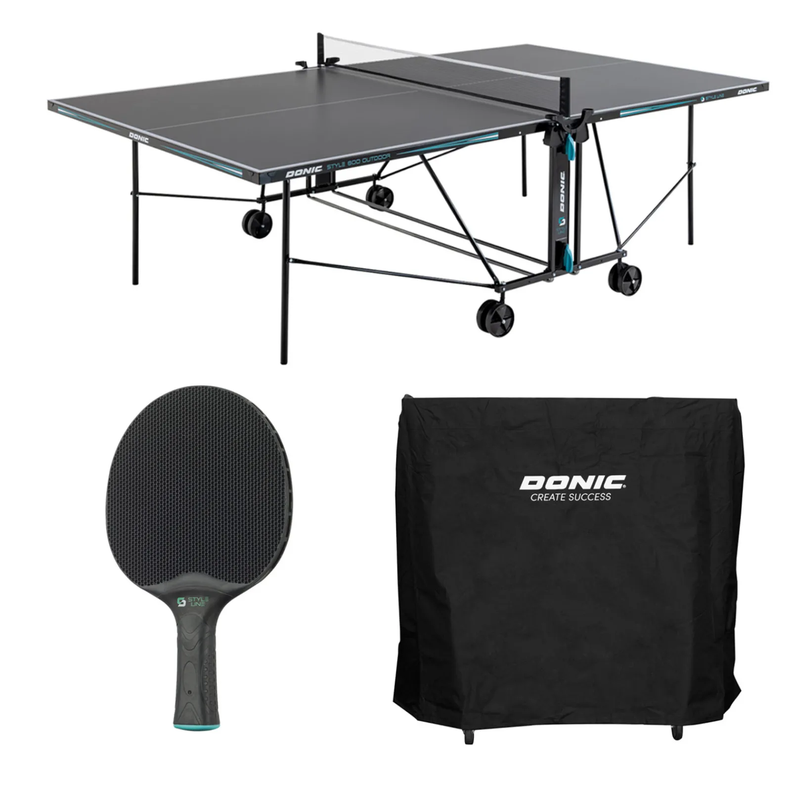 Donic Outdoor-Tischtennisplatte|Outdoor Tischtennisplatte Style 600 inkl. Zubehör