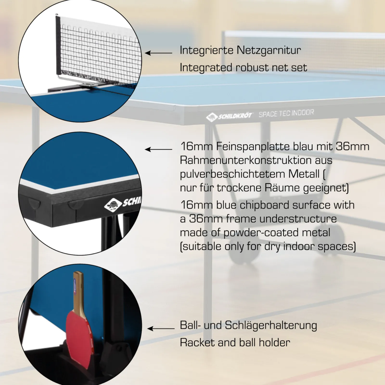 Schildkröt Indoor-Tischtennisplatte|Donic- Indoor-Tischtennisplatte SpaceTec