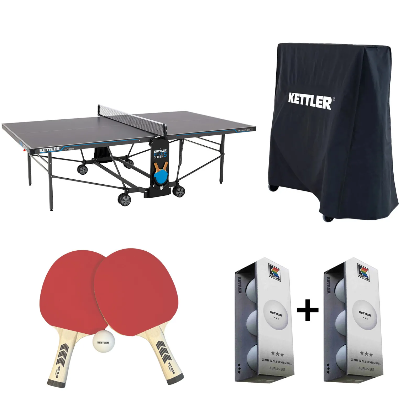 Kettler Fun Outdoor-Tischtennisplatte|Kettler Tischtennisplatte Outdoor K5 inkl. Zubehör