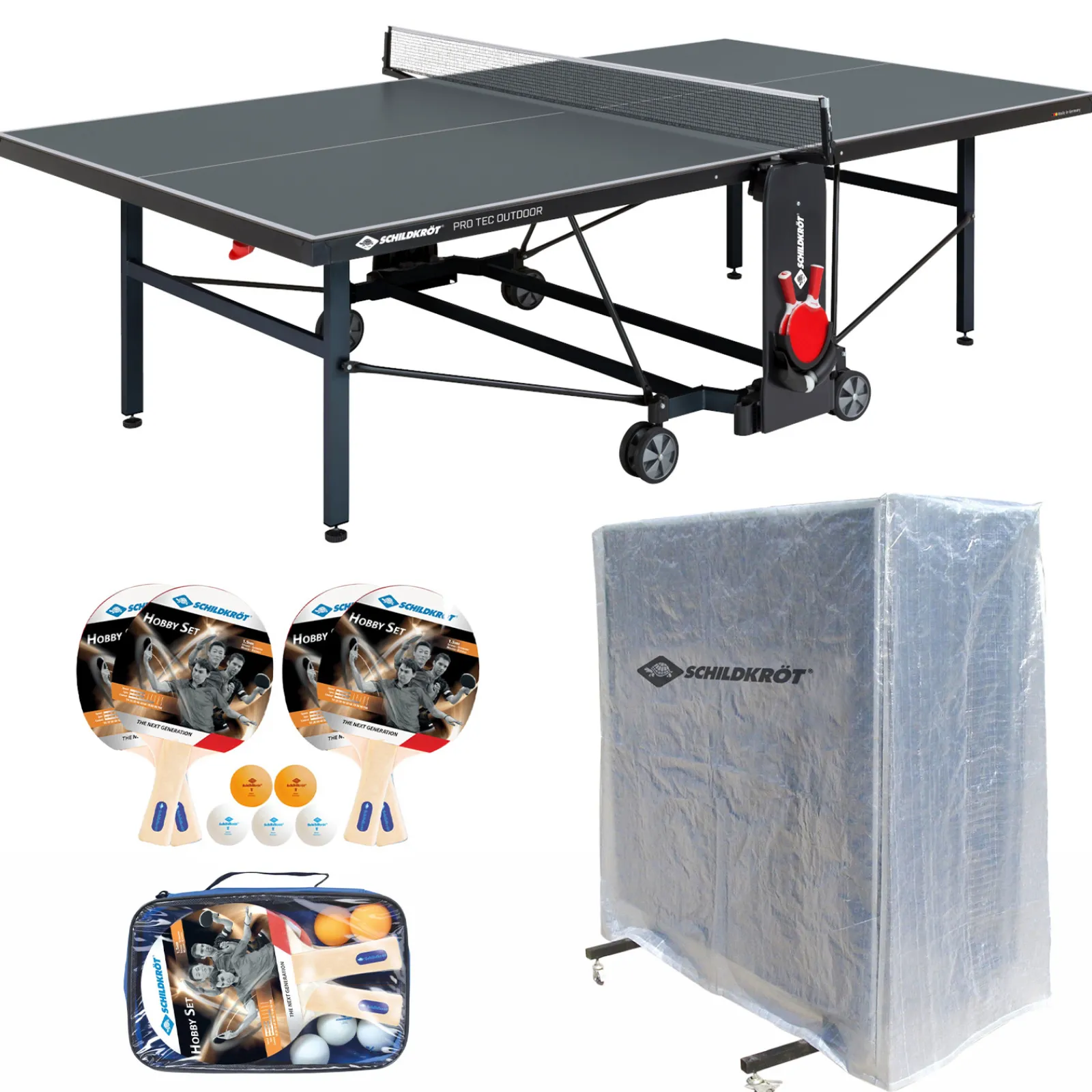Schildkröt Outdoor-Tischtennisplatte|Outdoor Tischtennisplatte ProTec inkl. Zubehör-Set